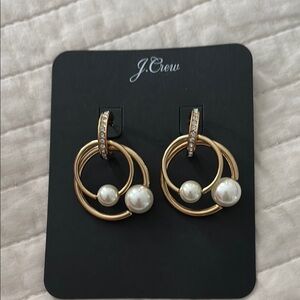 J. Crew Gold and White Pearl Earrings